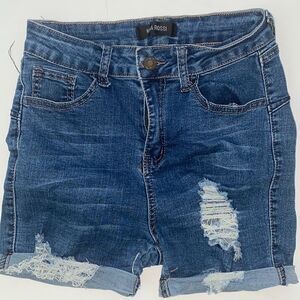 Nina Rossi Distressed Ultra Ribcage High Jorts Denim Shorts Medium Wash Sz 5